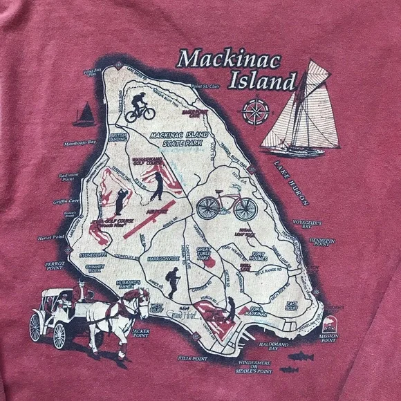 Mackinaw Island Coral Long Sleeve T-shirt - Picture 5 of 5